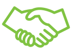 Green shaking hands icon