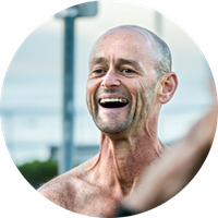 Happy man laughing