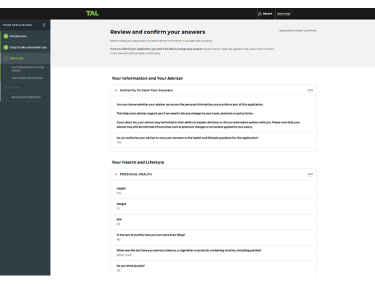 OHQ coverbuilder answer summary