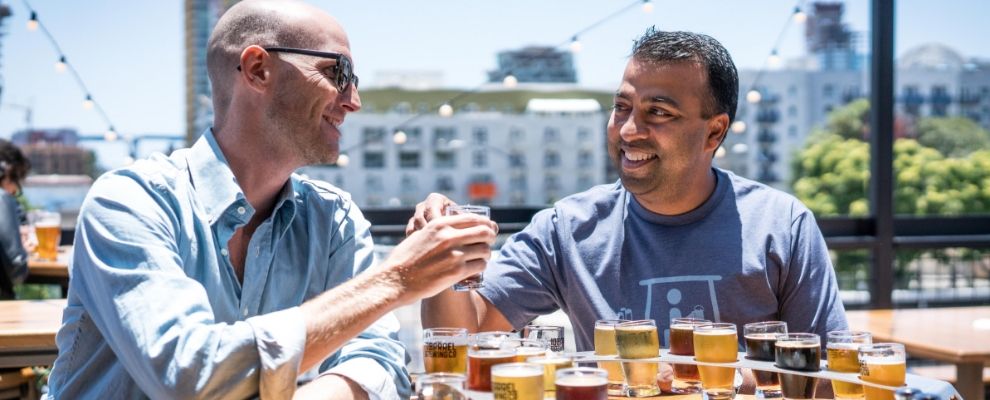 friends at a brewery