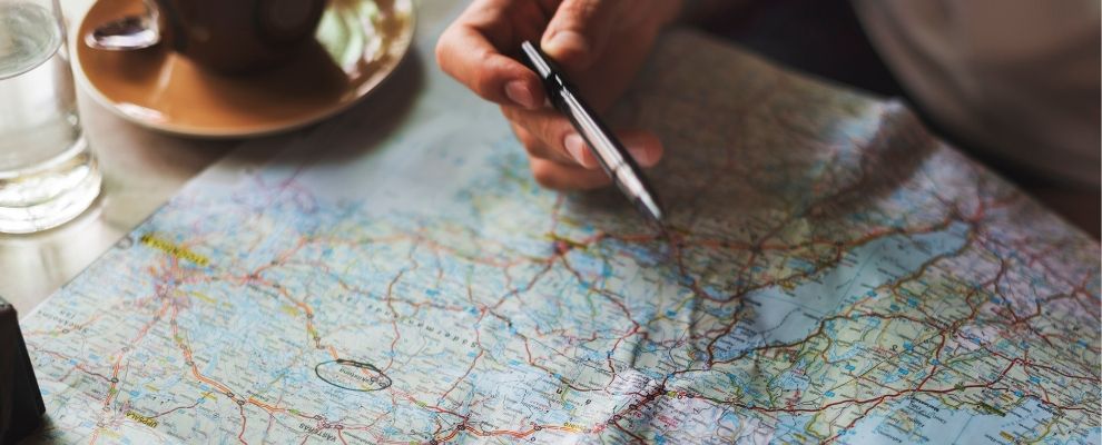 person looking at a map